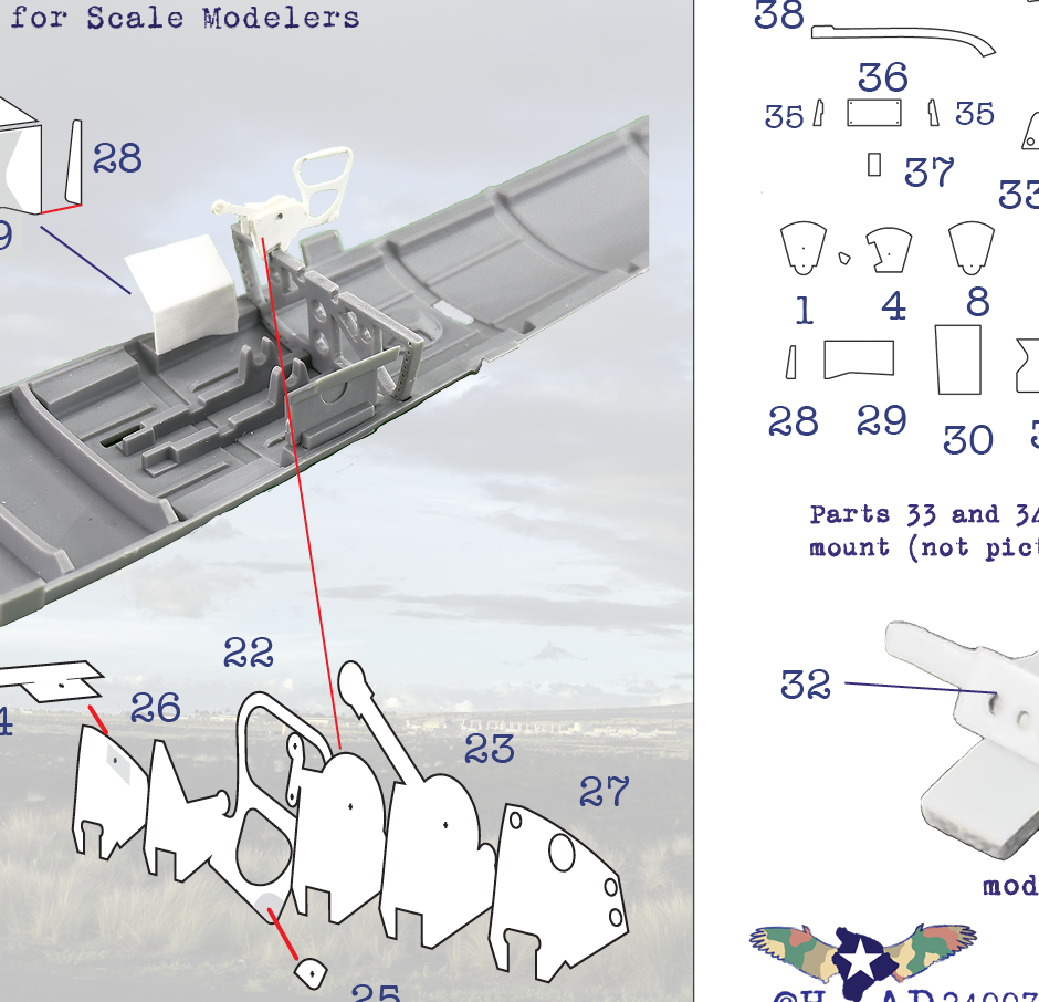 Spitfire Mk.VIII/IX Styrene Sheet Metal Cockpit Parts for the 1/24